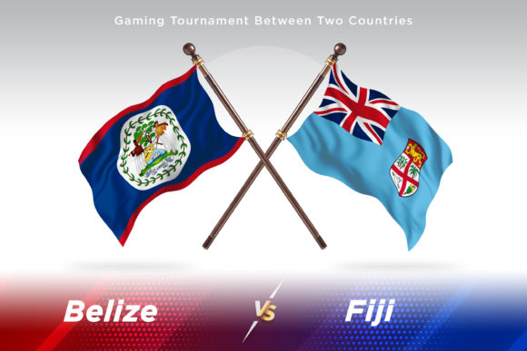Belize Versus Fiji Two Flags Illustration